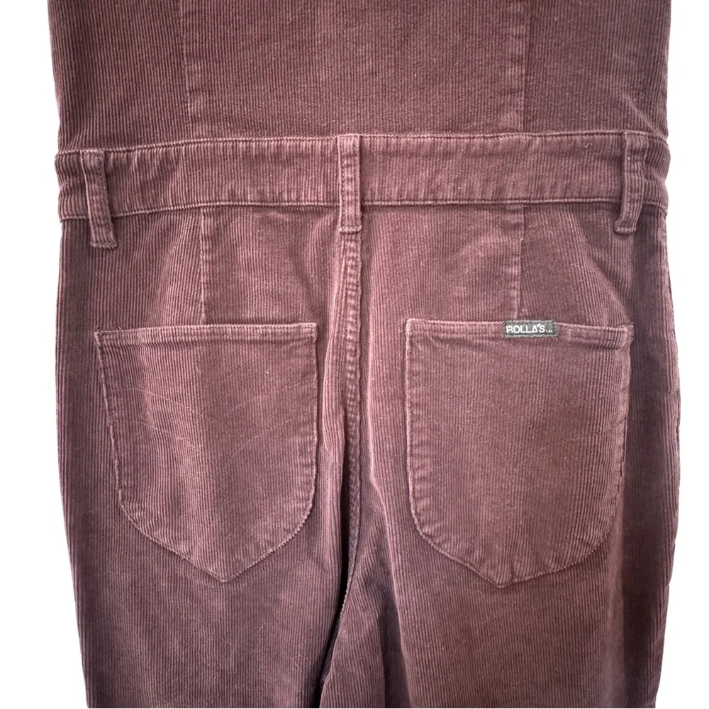 Rolla’s Corduroy Jumpsuit Burgundy 70s Retro Wide Leg Utility Boho Chic - Picture 5 of 12